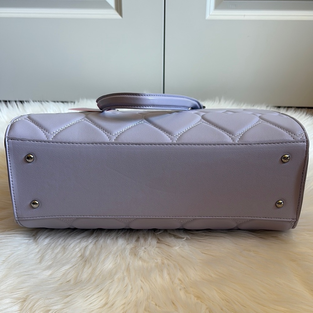 Betsey Johnson Lavender Purple Heart Quilted Purse/Laptop Bag - Picture 13 of 16